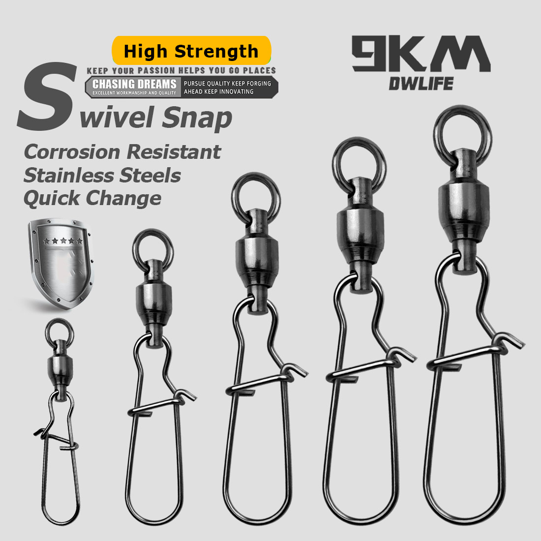 Fishing Equipment Set - 9KM 10PCS Ball Bearing Swivel Snap
