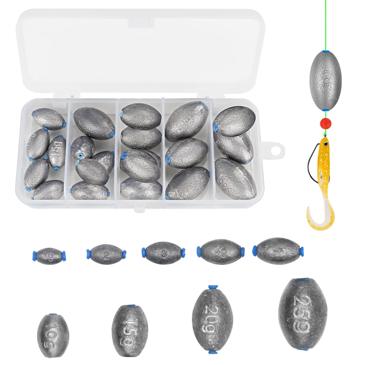 Fishing Equipment Set - Pemberat Pancing Telur Berbagai Ukuran Bentuk