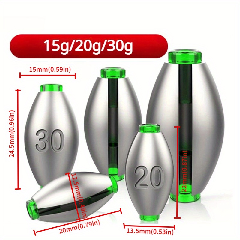 Fishing Equipment Set - 15/20/30G Pemberat Pancing Bentuk Zaitun Peralatan